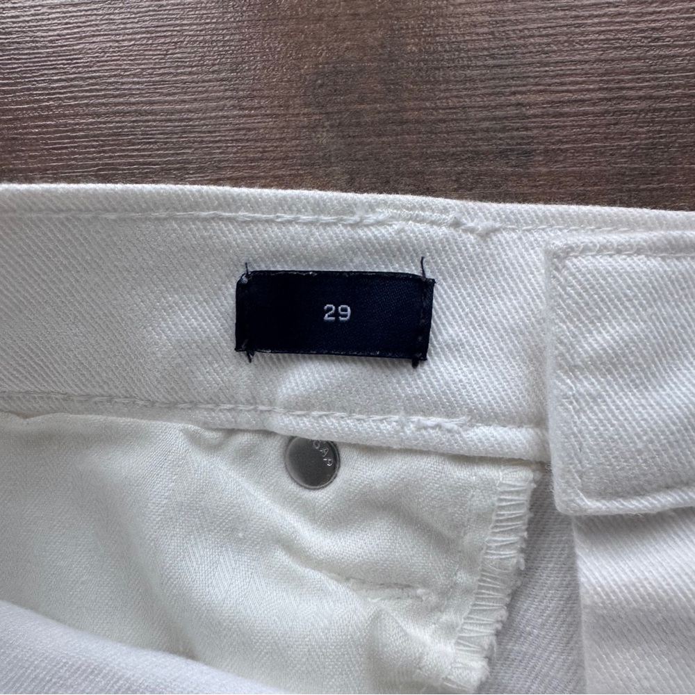 GAP High Rise White Denim Raw Hem Mini Jean Skirt Size 29 - Picture 6 of 7